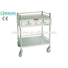 DW-TT207 medical treatment trolley with two drawers for hot sale qualified stainless steel treatment tro